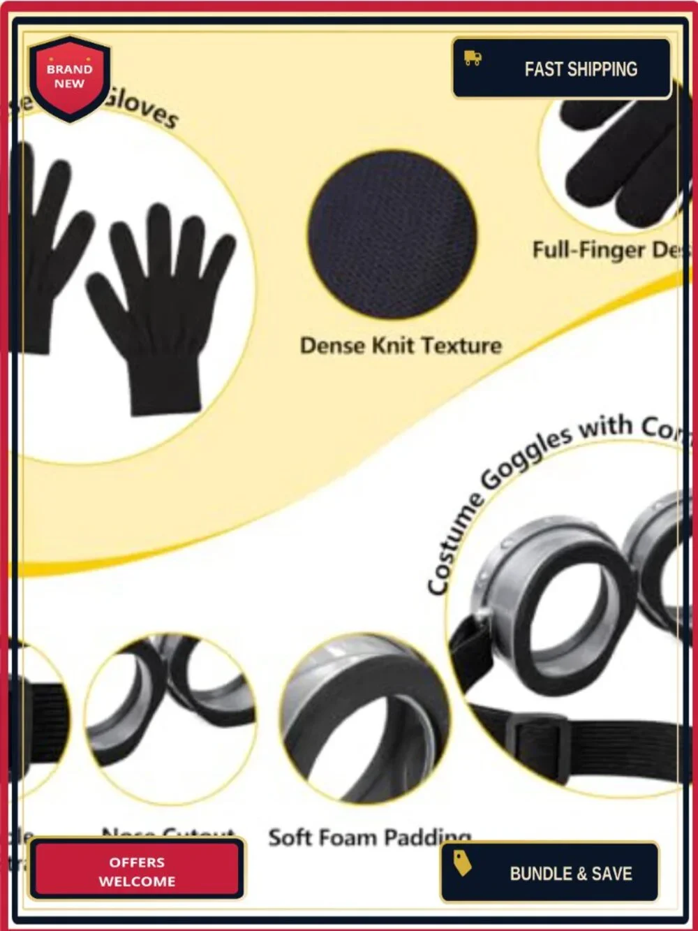 Kids Halloween Costume Set Beanie Tutu Suspenders Goggles Gloves